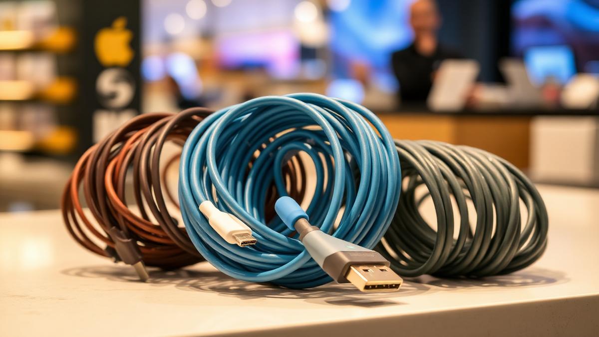 USB and HDMI cables on the shelf, Sajj Fone Doctor, Duke Street Hill